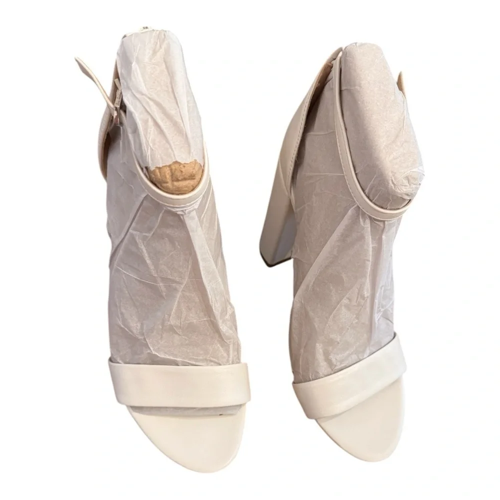 Sam Edelman Yaro Block Heel in White Leather NIB